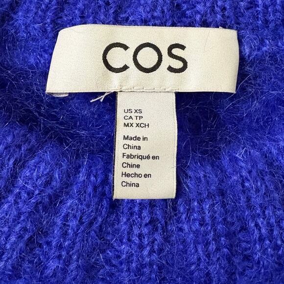 COS Blue Mohair Wool Blend Crew Neck Pullover Sweater Size XS - Picture 4 of 7